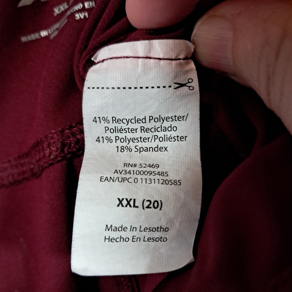 AVIA XXL Burgundy Athletic Leggings | Waist 34" | Double‎ Pockets | Compression - Picture 8 of 9